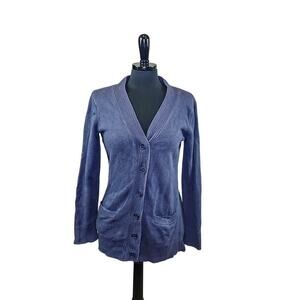 Vintage Pendleton Cardigan Sweater Cotton Blue 90s Preppy Classic S